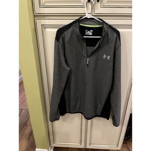 Under Armour‎ Coldgear Mens 1/4 Zip Pullover Fleece  Grey Black Sz:Lrg